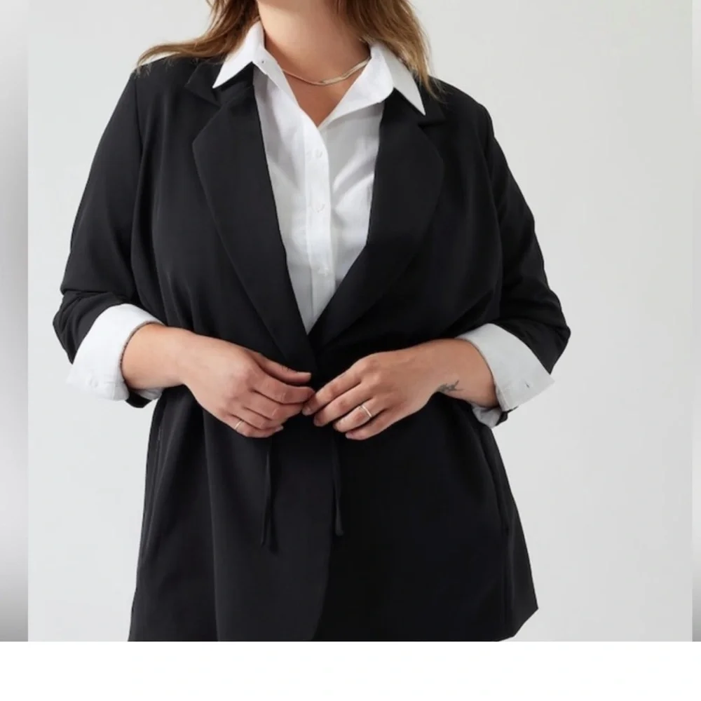 Athleta Endless Blazer Black Womens 22 Stretch Travel Office Lightweight